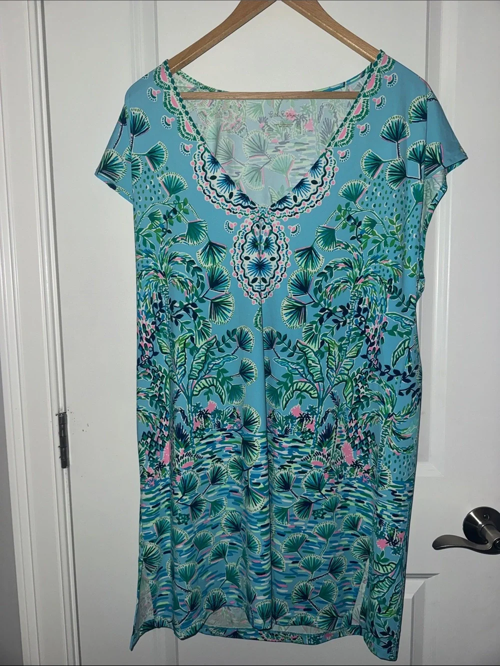 Lilly Pulitzer Women’s Aqua Print Swim Cover-Up Dress